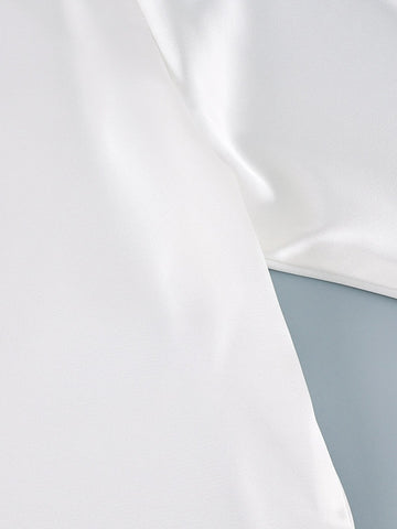 Elegant Lace Trim Satin Blouse