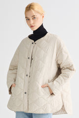 Oversized Quilted Snap Button Puffer Jacket