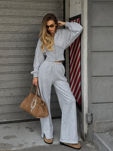 Cozy Zip Up Wide Leg Set