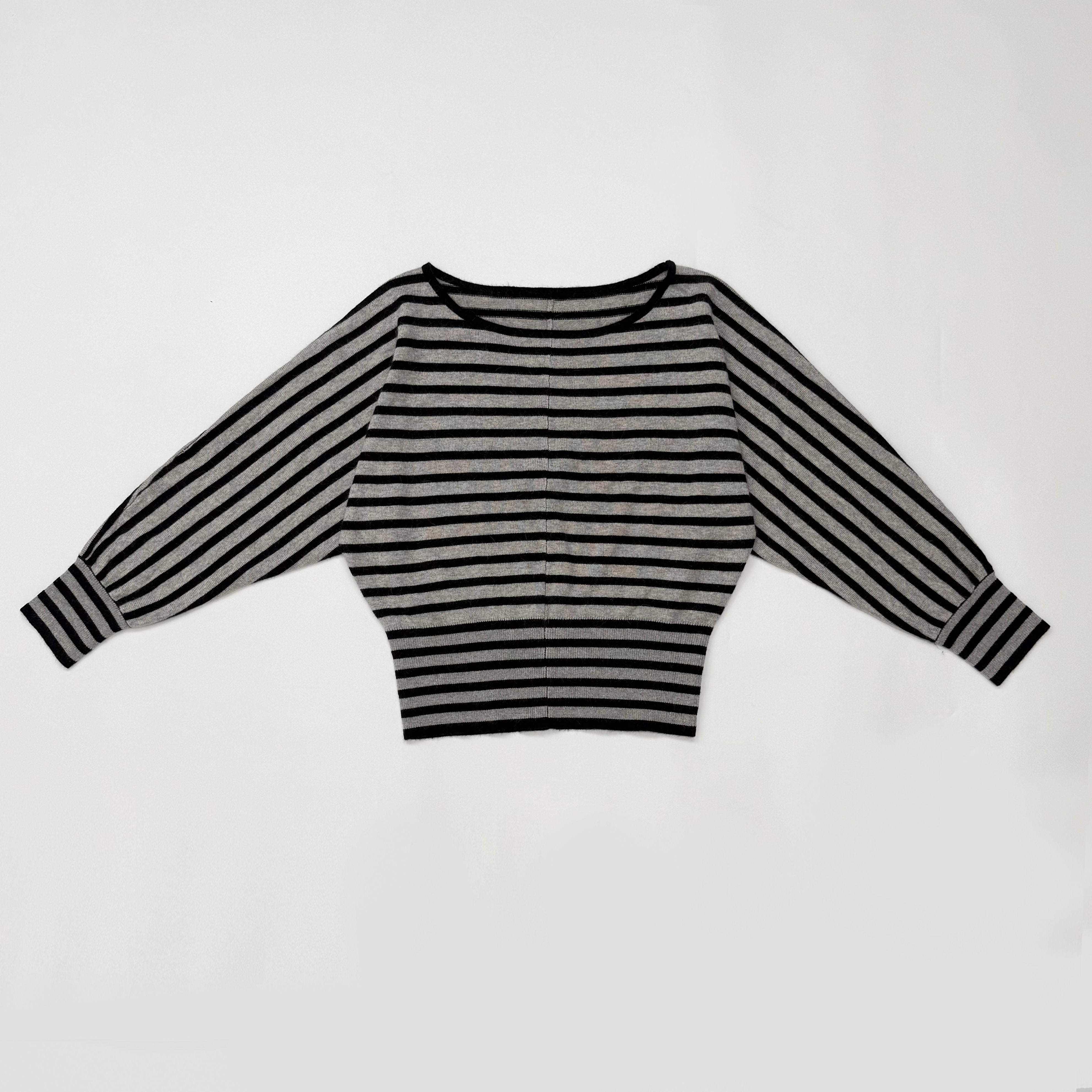 Oversized Striped Batwing Sleeve Sweater