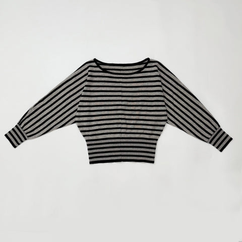 Oversized Striped Batwing Sleeve Sweater