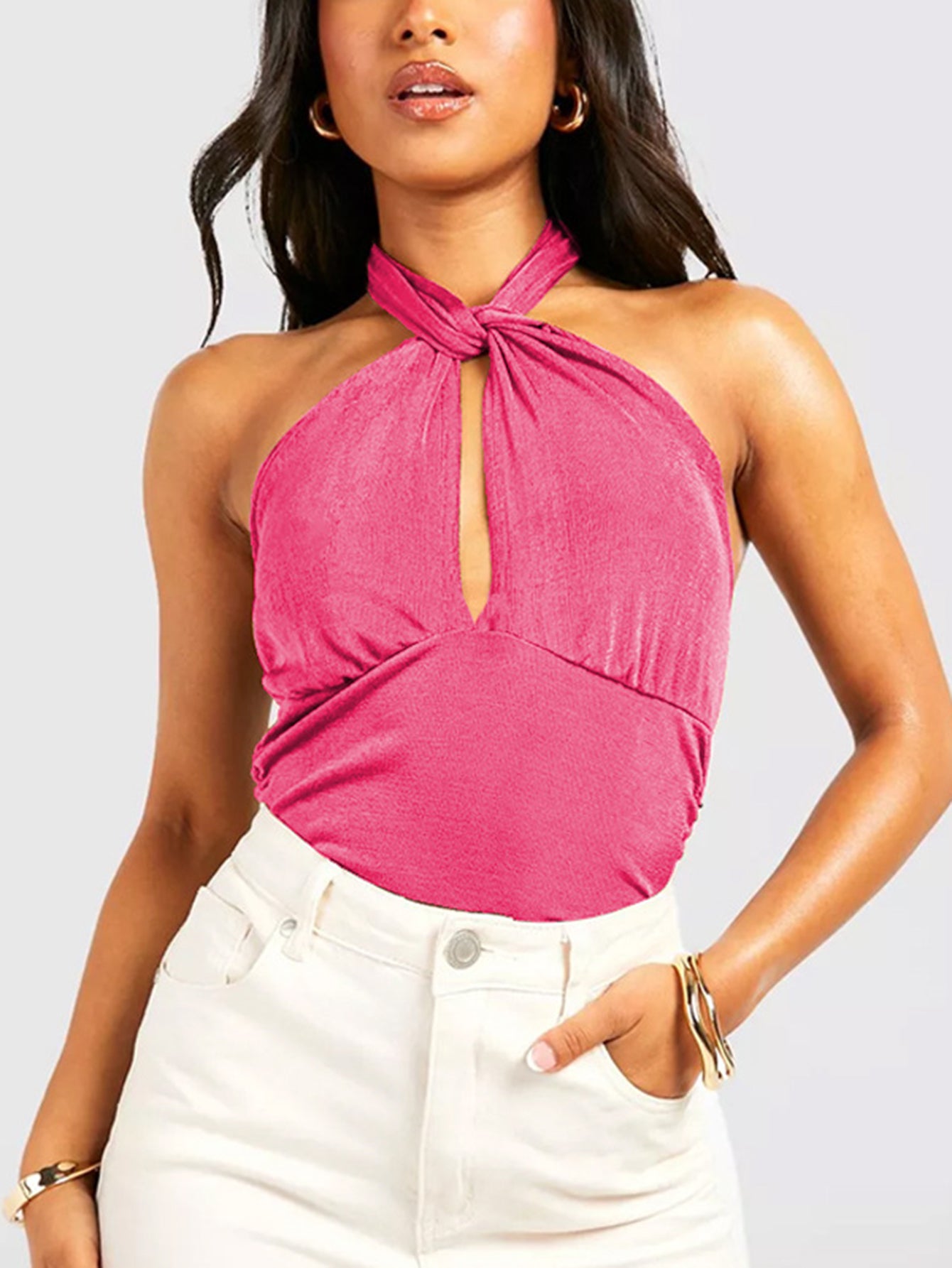 Halter Twist Front Bodysuit
