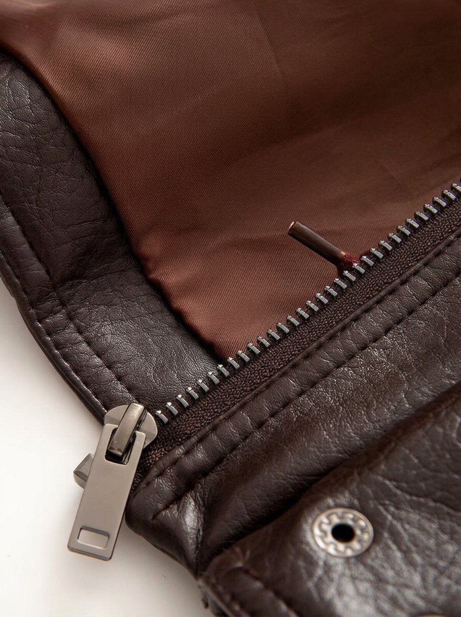Cinched Waist Faux Leather Jacket