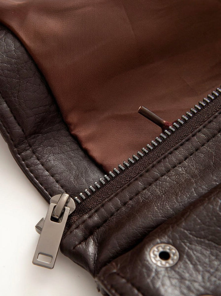 Cinched Waist Faux Leather Jacket