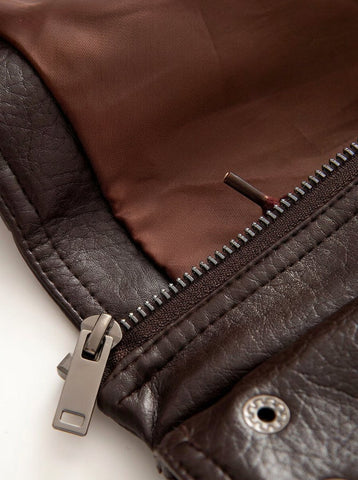 Cinched Waist Faux Leather Jacket