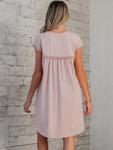 Ruffle Sleeve Ruffle Neckline Mini Dress