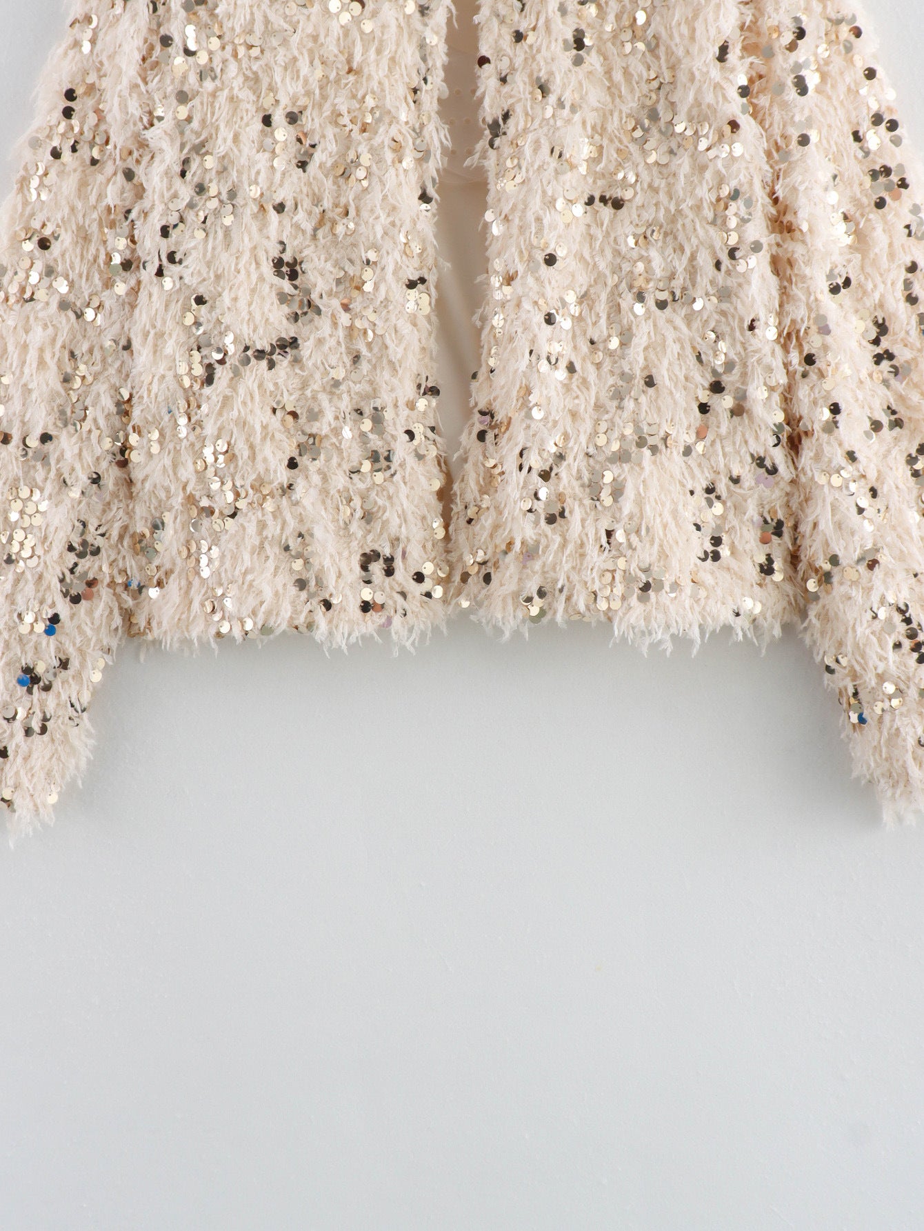 Shimmering Sequin Fringe Crop Jacket