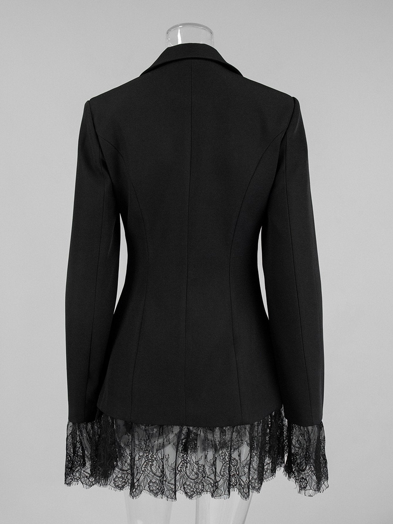 Elegant Lace Trim Fitted Blazer