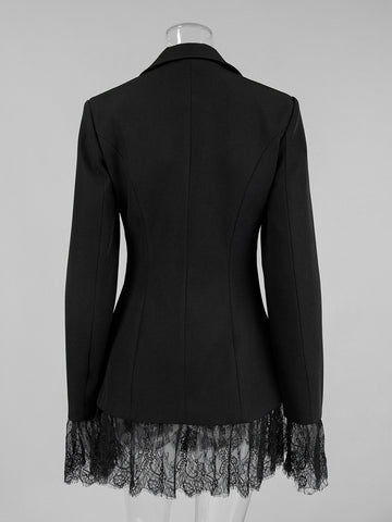 Elegant Lace Trim Fitted Blazer