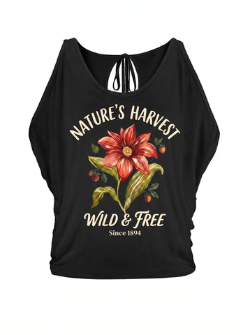 Floral Print Cold Shoulder Tee