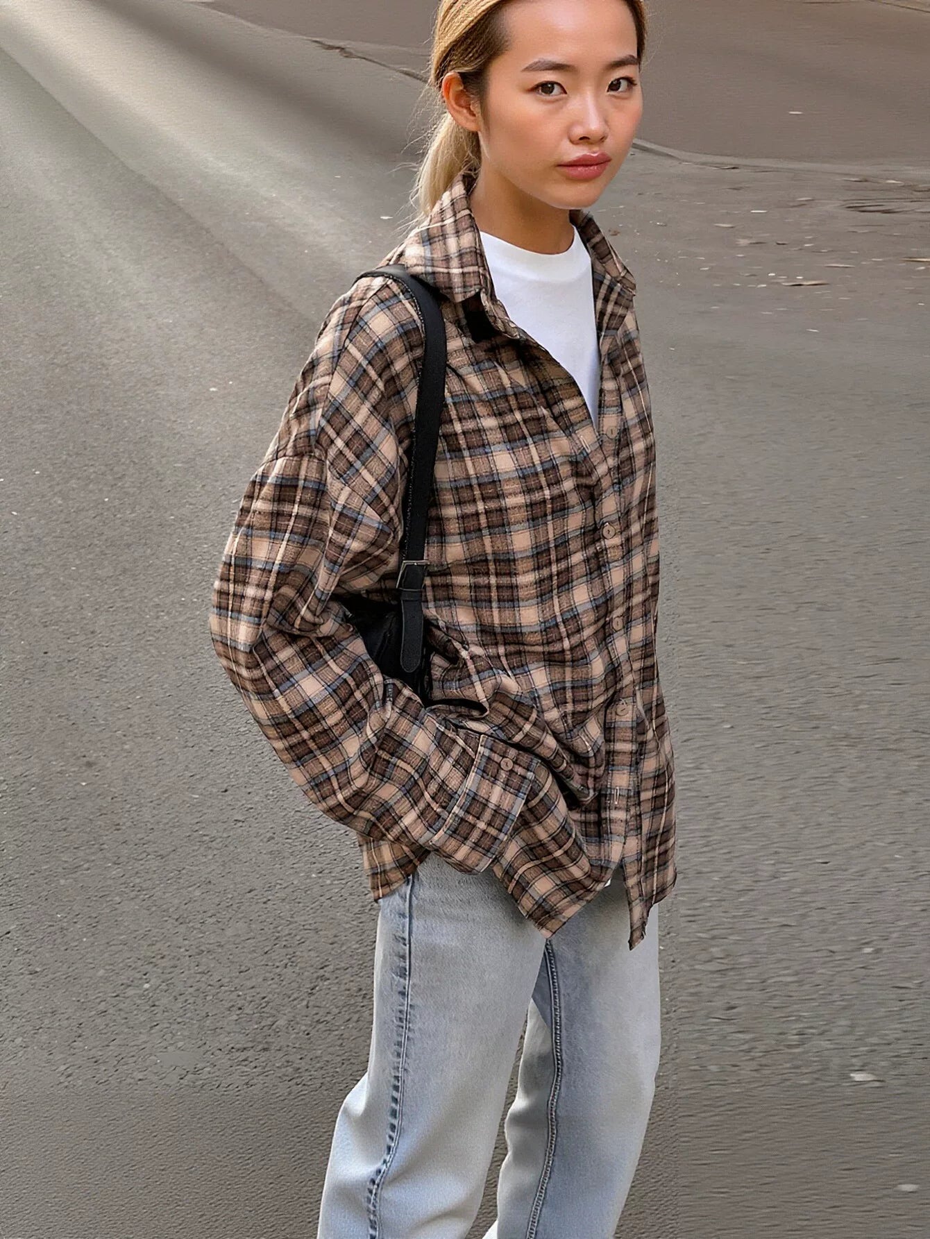 Oversized Plaid Button Down Shirt