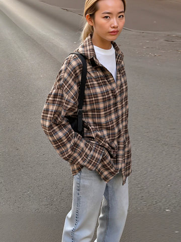 Oversized Plaid Button Down Shirt