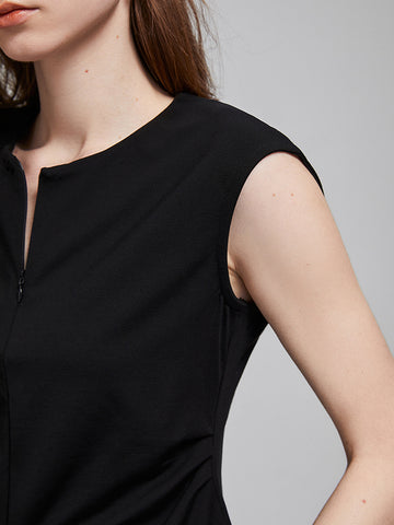 TOYOUTH Zip Front Sleeveless Minimalist Tank