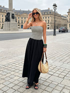 Striped Strapless Casual Maxi Dress