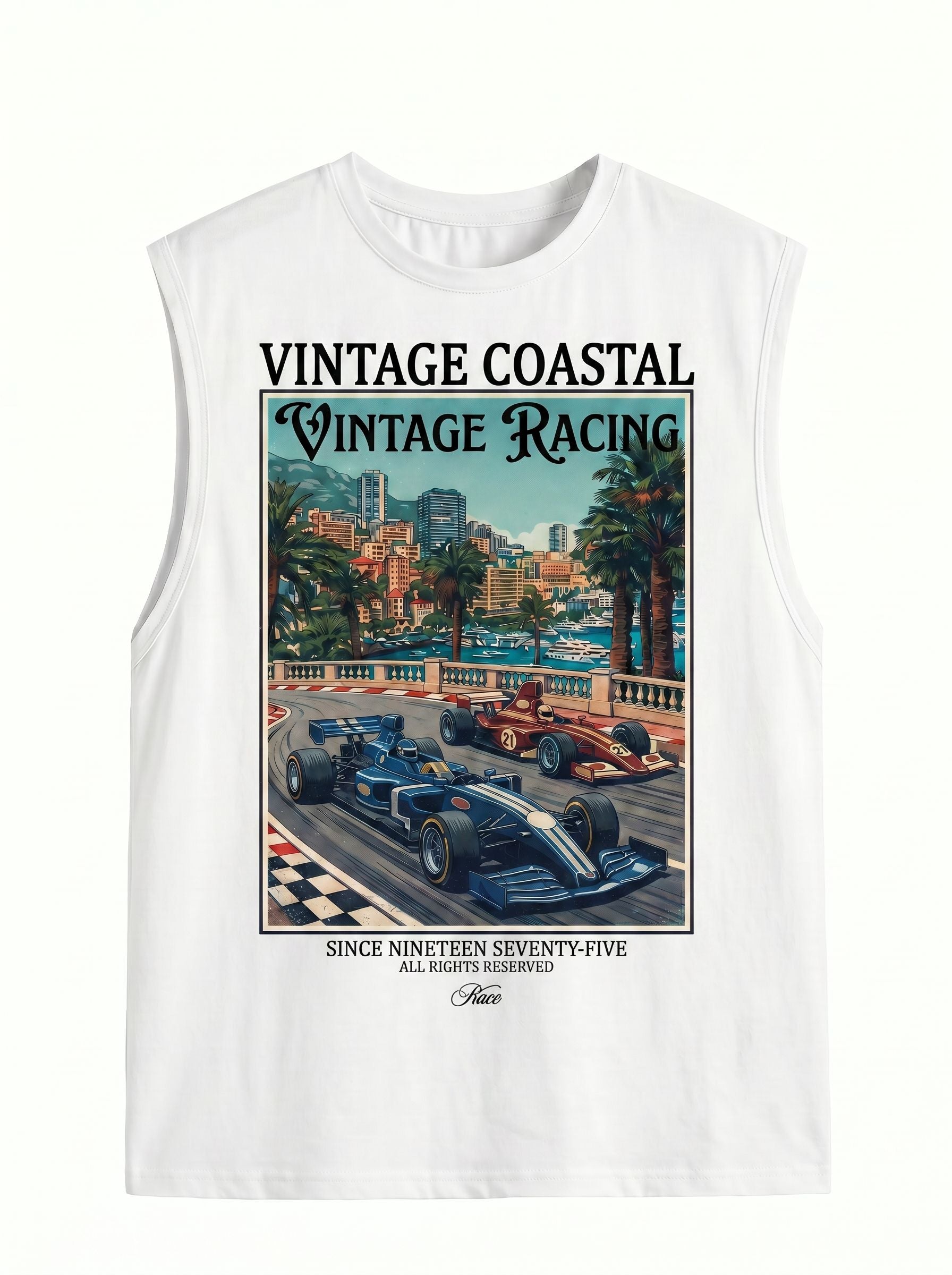 Vintage Graphic Racing Sleeveless Tank Top