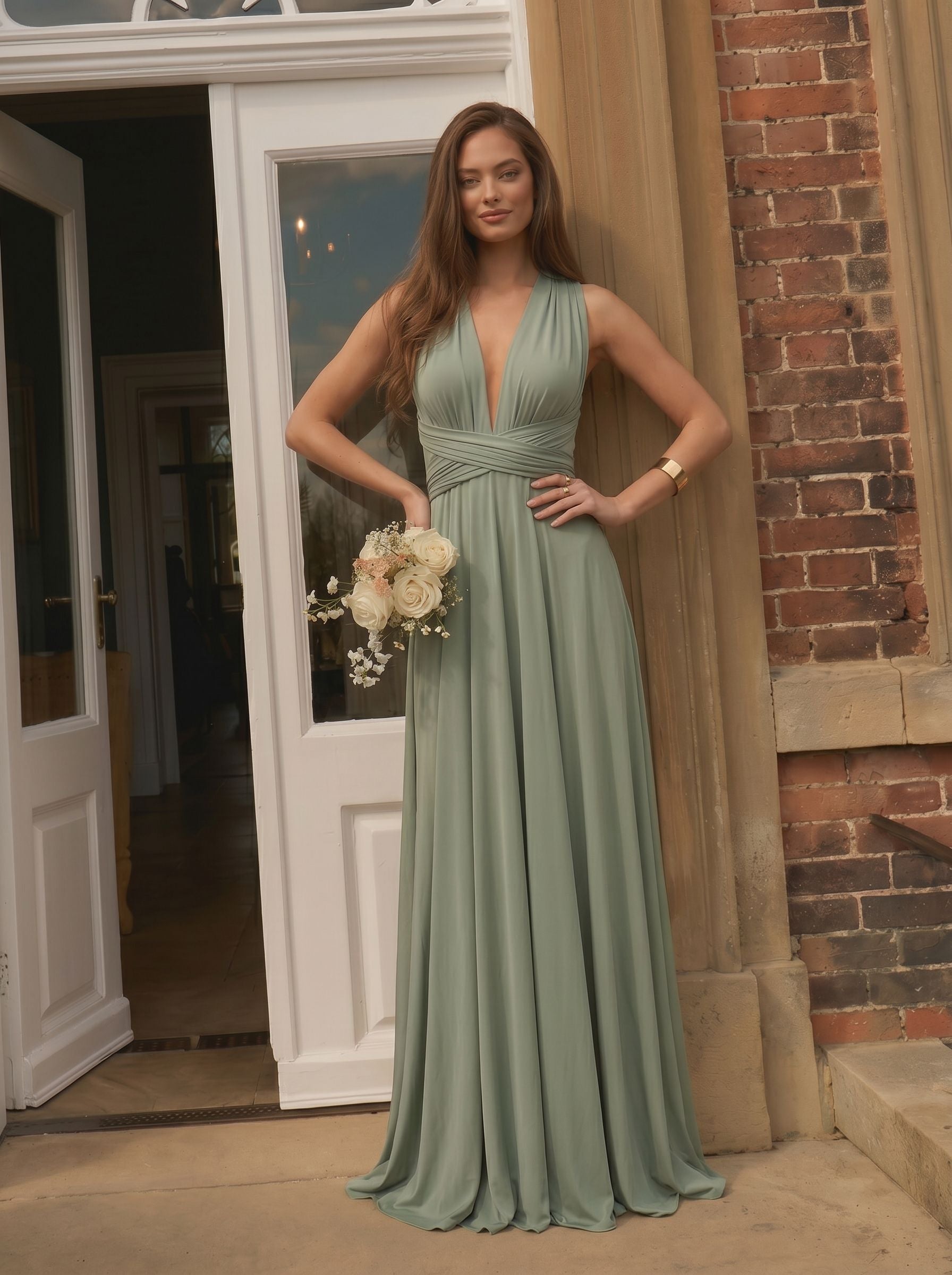 Convertible Plunge Maxi Bridesmaid Dress