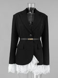 Elegant Lace Trim Fitted Blazer