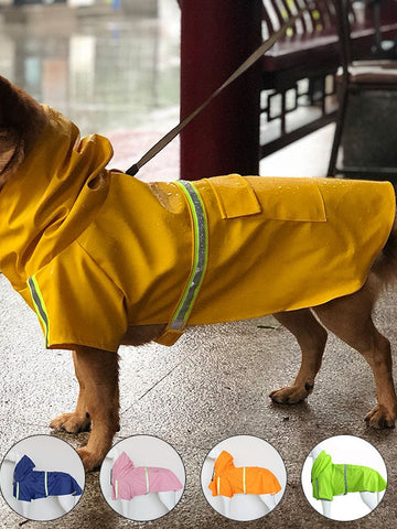 Waterproof Reflective Hooded Dog Raincoat