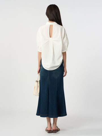 High Waisted Flared Denim Skirt