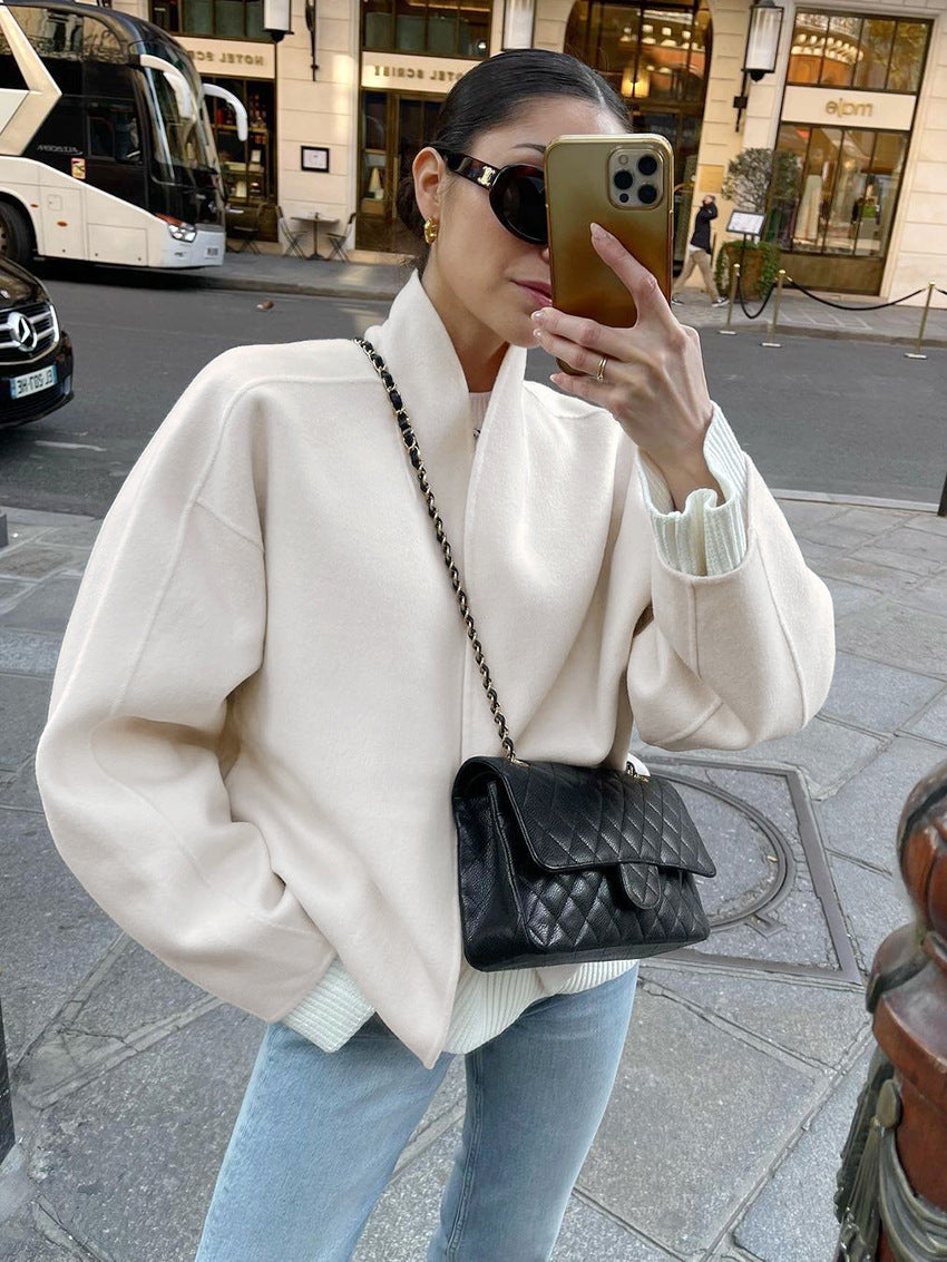 Minimalist Chic Cropped Wool Coat