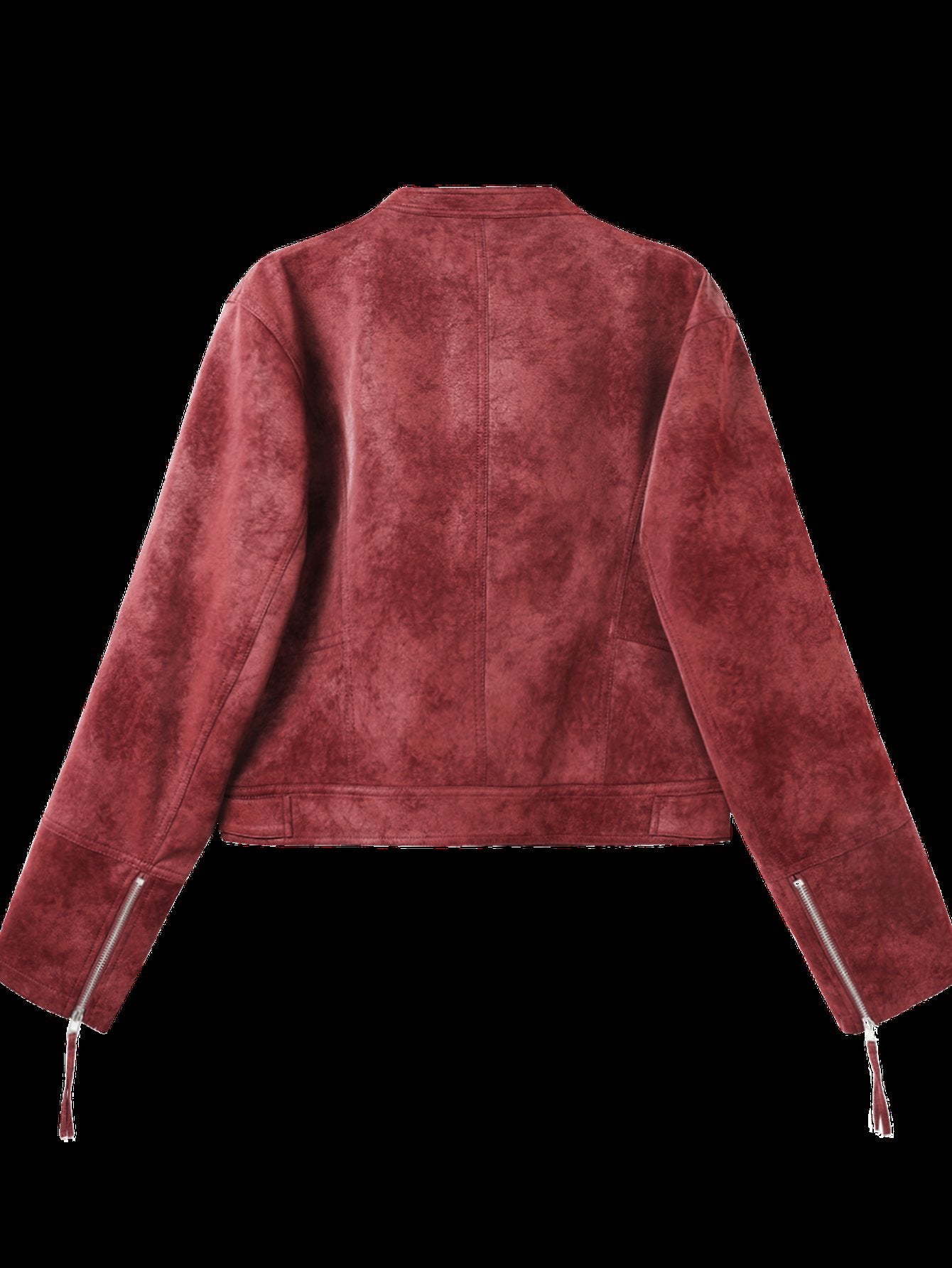 Burgundy Suede Moto Biker Jacket