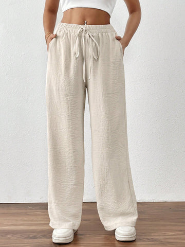 Wide-Leg Drawstring Lounge Pants-Multicolor