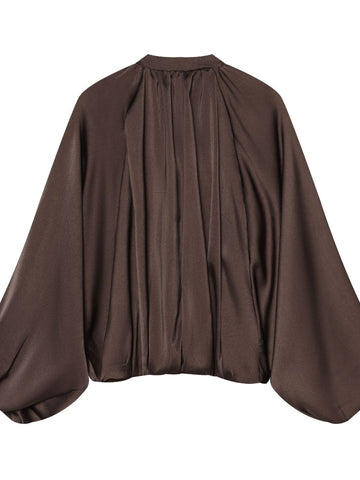 Satin Pleated Lantern Sleeve Pant Set