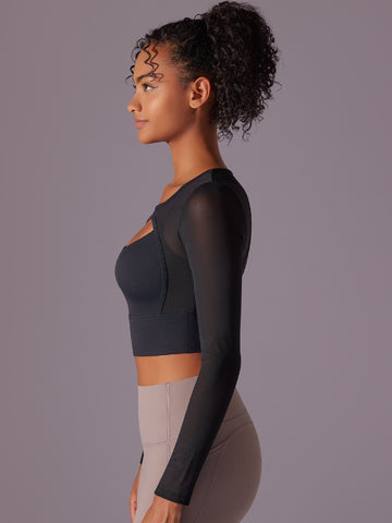 Sheer Cutout Long Sleeve Workout Tee