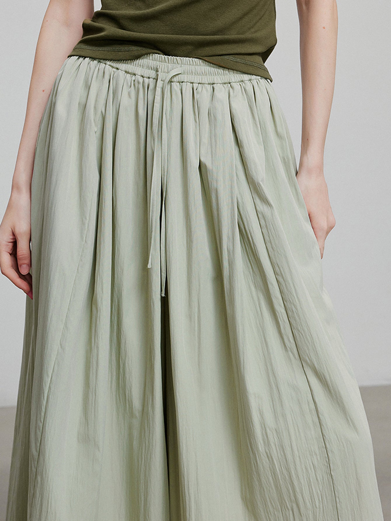 TOYOUTH Wide Leg Drawstring Waist Bohemian Pants