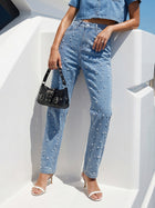 Embellished Pearl High Rise Jeans