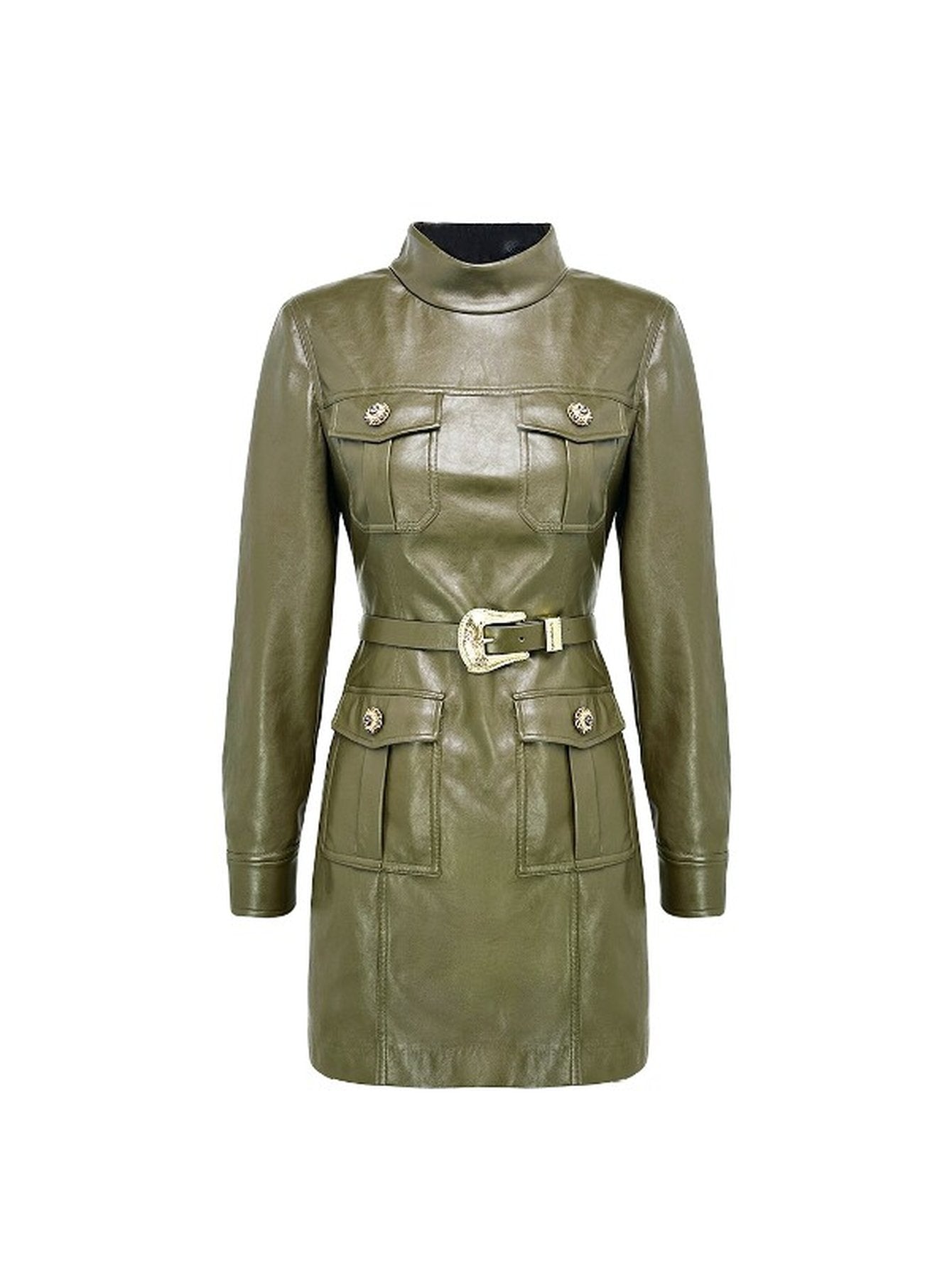 Utility Faux Leather Mini Dress