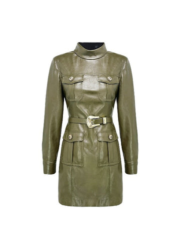 Utility Faux Leather Mini Dress