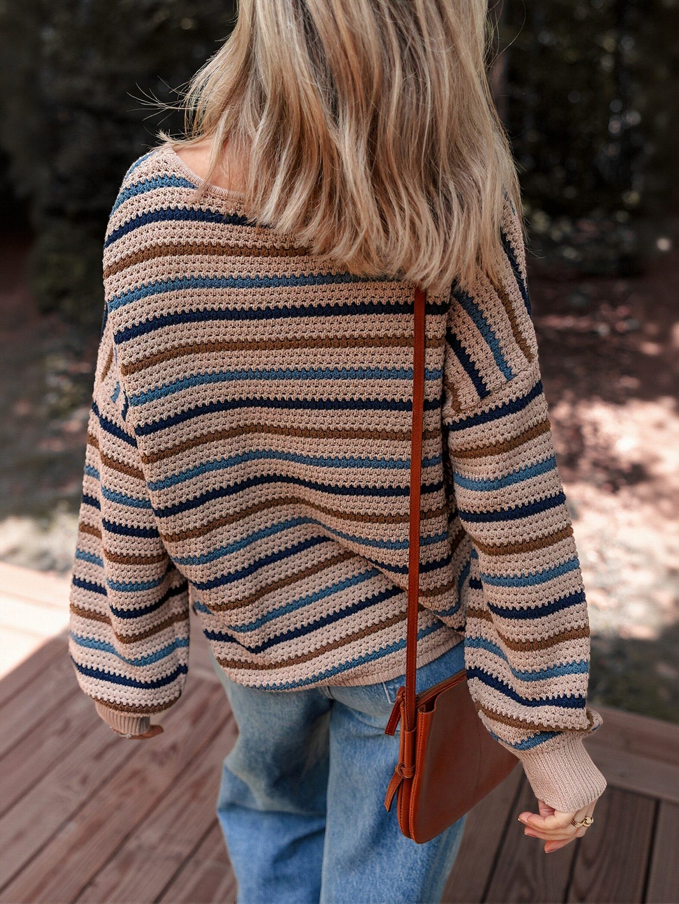 Cozy Striped Lightweight Crewneck Sweater