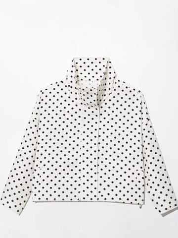 Polka Dot Cropped Stand Collar Jacket
