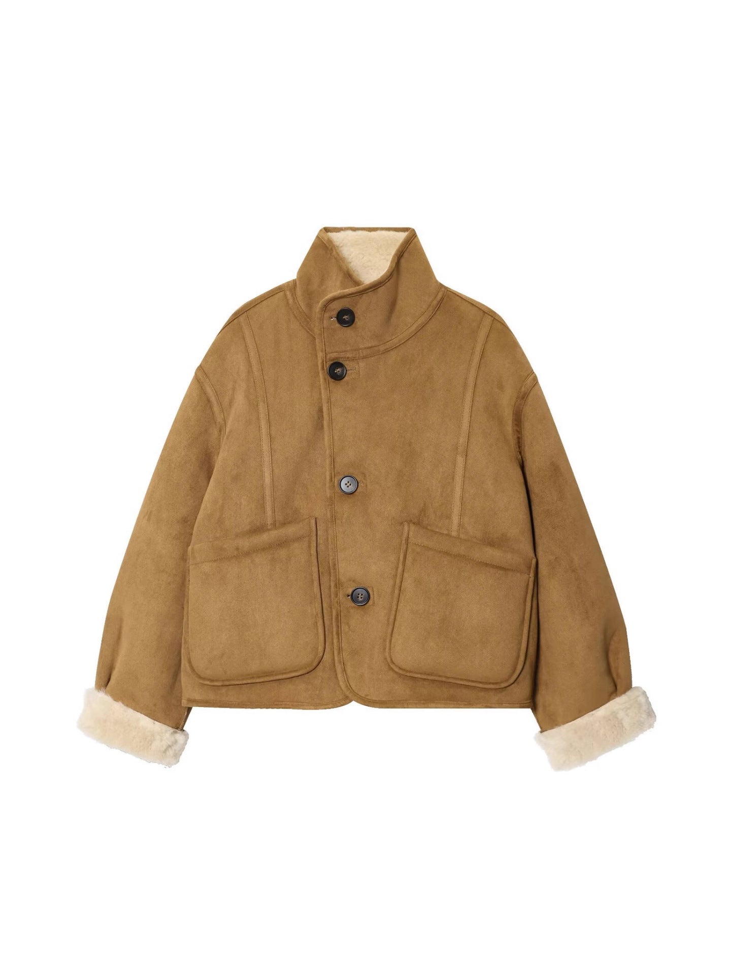 Cozy Faux Suede Sherpa Jacket