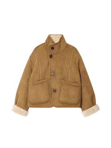 Cozy Faux Suede Sherpa Jacket