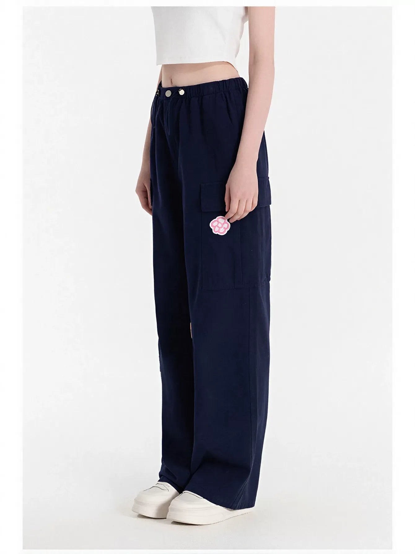 Graphic Patch High Waisted Cargo Pants