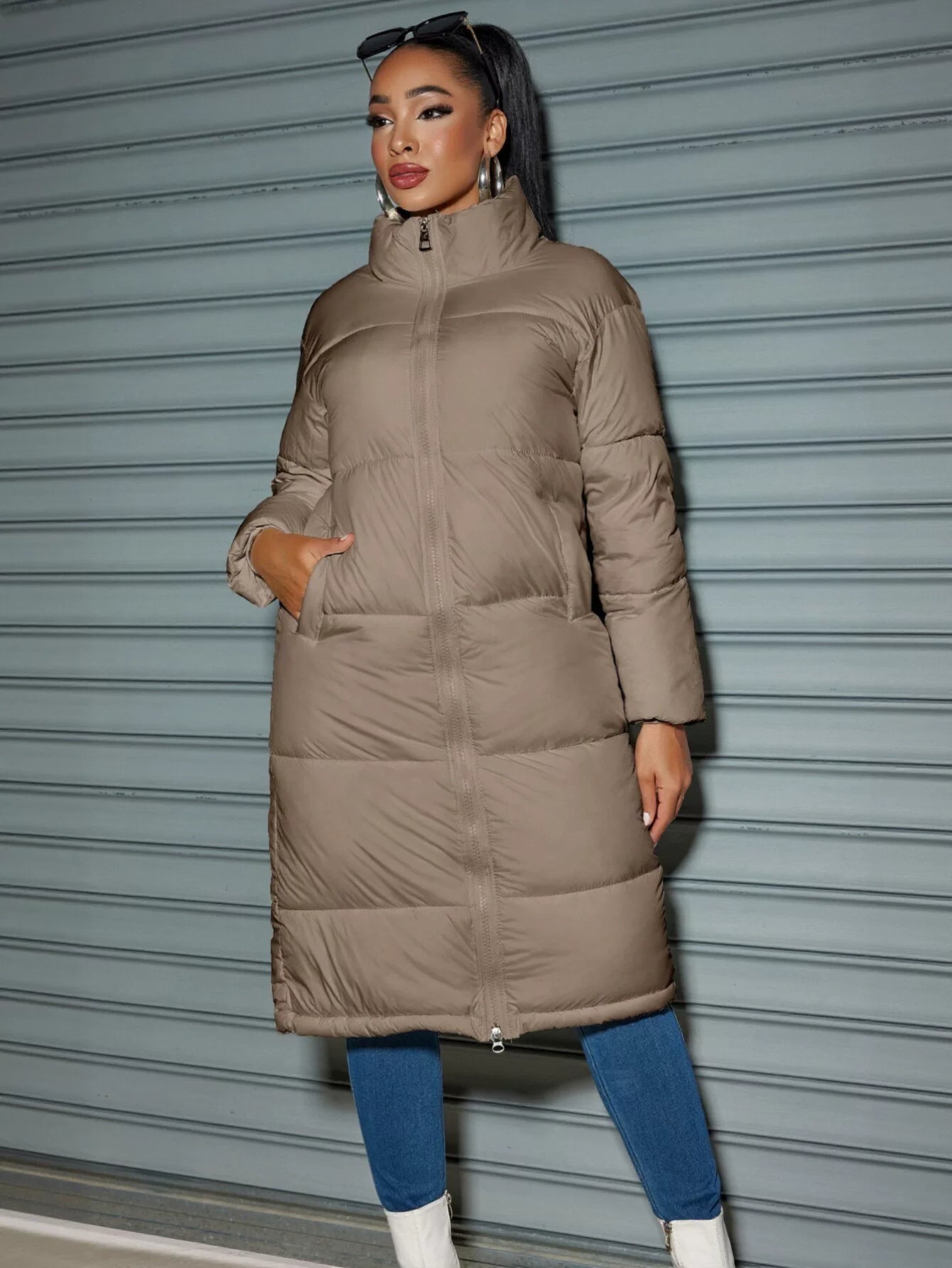 Slim Fit Long Puffer Coat
