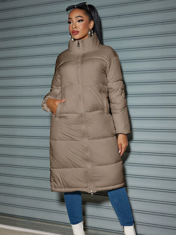 Slim Fit Long Puffer Coat