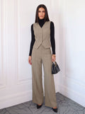Tailored Vest And Wide Leg Pants Set