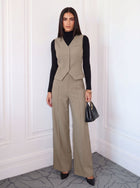 Tailored Vest And Wide Leg Pants Set