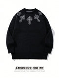 Gothic Cross Graphic Oversized Sweater