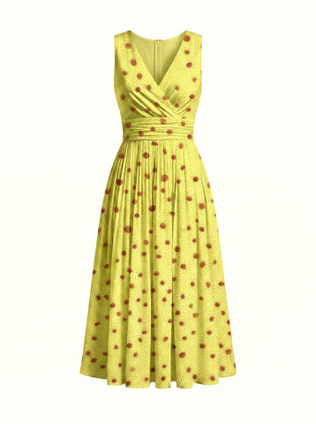 CORINNE
Floral Print V Neck A Line Midi Dress