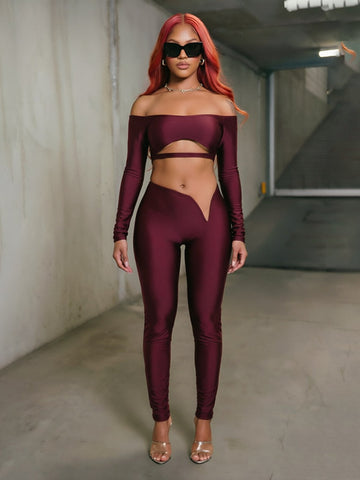 Sexy Cutout Off Shoulder Pants Set