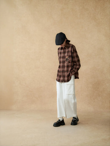Oversized Plaid Embroidered Button Up Shirt