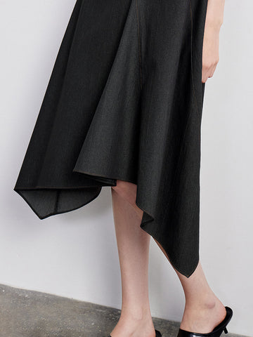 Asymmetric Hem Sleeveless Modern Midi Dress