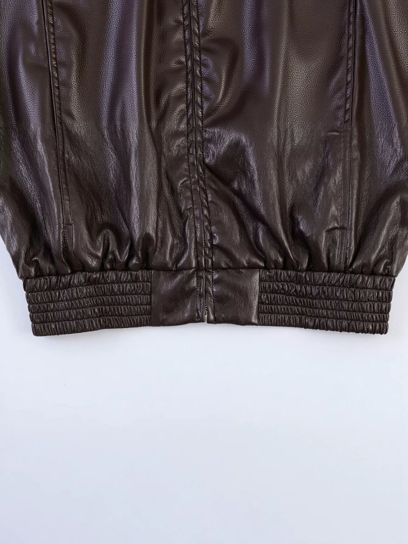 Oversized Faux Leather Bomber Jacket