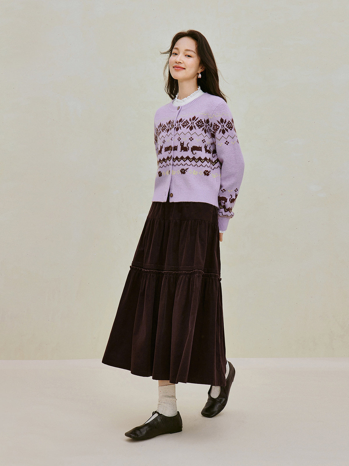 Cotton Corduroy Tiered Maxi Skirt
