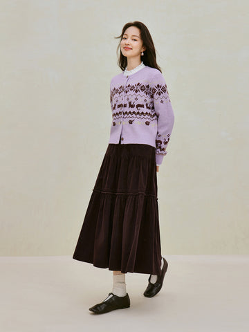 Cotton Corduroy Tiered Maxi Skirt