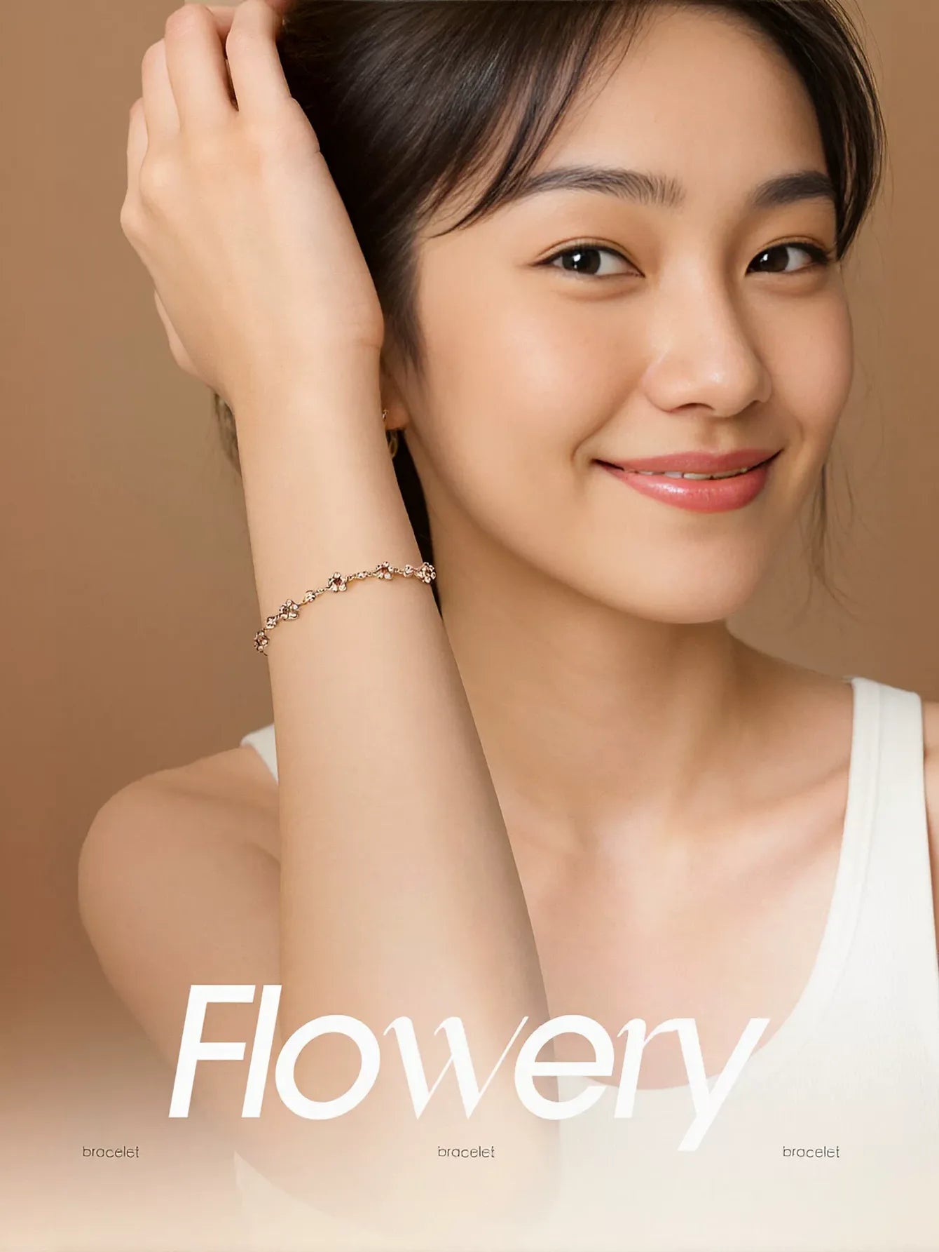 Dainty Floral Crystal Gold Bracelet